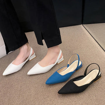 Xajzpa Summer Women New Sexy Retro Solid Color Heels PU Leather Shoes Outdoor Banquet Party Pointed Shoes Fashion Sandals Plus Size 42